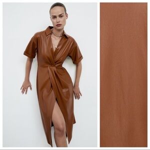Zara Faux Leather Wrap Dress